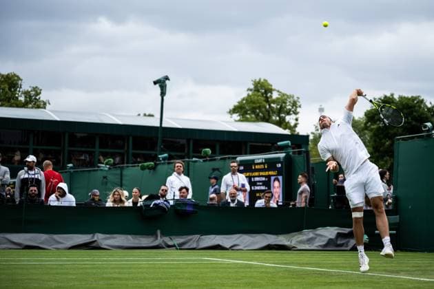 230703 Maximilian Marterer of Germany competes in a first round singles tennis match during day 1 of Wimbledon on July 3, 2023 in London Photo Jesper Zerman BILDBYRAN COP 234 JZ0389 tennis wimbledon day 1 bbeng  Copyright: JESPERxZERMAN BB230703JZ003