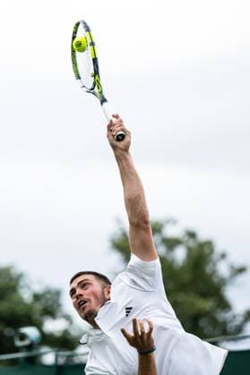 230703 Maximilian Marterer of Germany competes in a first round singles tennis match during day 1 of Wimbledon on July 3, 2023 in London Photo Jesper Zerman BILDBYRAN COP 234 JZ0389 tennis wimbledon day 1 bbeng  Copyright: JESPERxZERMAN BB230703JZ004