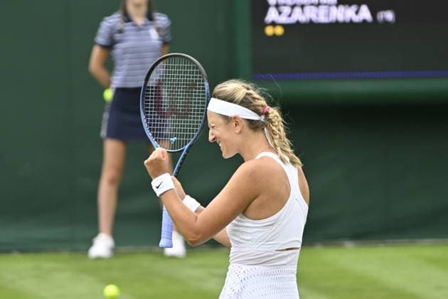 Tennis : Wimbledon 2023 - Angleterre- Victoria Azarenka - Bielorussie Tennis : Wimbledon 2023 - Angleterre- 01 07 23 ChrysleneCaillaud Panoramic  