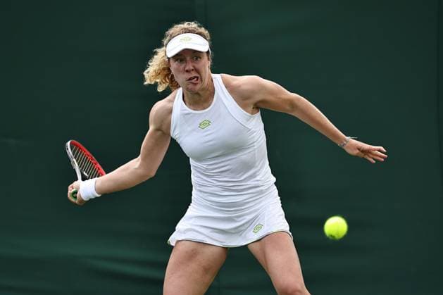 Anna Lena Friedsam, GER, during first round of 2023 All England Lawn Tennis Championships at Wimbledon, womens singles, London, 03 07 2023