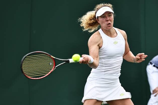 Anna Lena Friedsam, GER, during first round of 2023 All England Lawn Tennis Championships at Wimbledon, womens singles, London, 03 07 2023