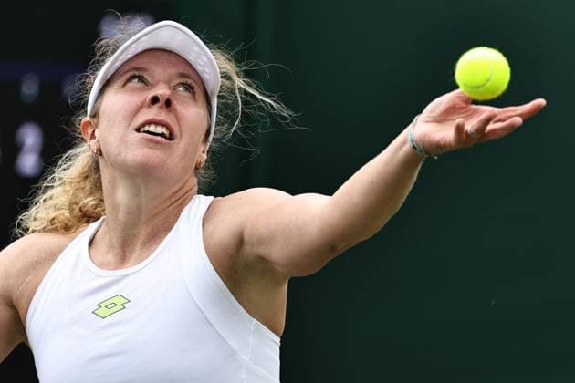Anna Lena Friedsam, GER, during first round of 2023 All England Lawn Tennis Championships at Wimbledon, womens singles, London, 03 07 2023