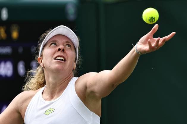Anna Lena Friedsam, GER, during first round of 2023 All England Lawn Tennis Championships at Wimbledon, womens singles, London, 03 07 2023