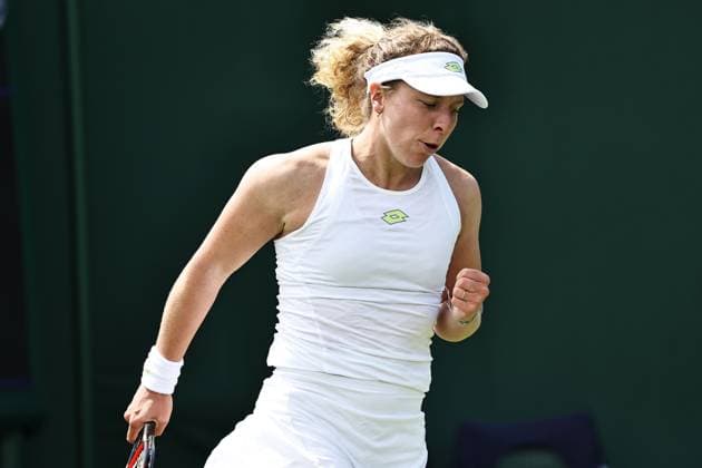 Anna Lena Friedsam, GER, during first round of 2023 All England Lawn Tennis Championships at Wimbledon, womens singles, London, 03 07 2023