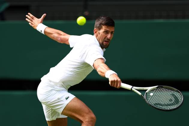Mandatory Credit: Photo by Simon Dael Shutterstock (13992952cn) Novak Djokovic during his first round match Wimbledon Tennis Championships, Day 1, The All England Lawn Tennis and Croquet Club, London, UK - 03 Jul 2023 Wimbledon Tennis Championships, Day 1, The All England Lawn Tennis and Croquet Club, London, UK - 03 Jul 2023  Copyright: xSimonxDael Shutterstockx 13992952cn