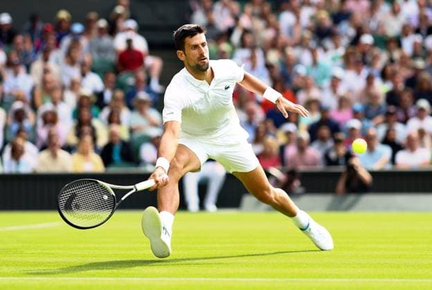 Mandatory Credit: Photo by Simon Dael Shutterstock (13992952dm) Novak Djokovic during his first round match Wimbledon Tennis Championships, Day 1, The All England Lawn Tennis and Croquet Club, London, UK - 03 Jul 2023 Wimbledon Tennis Championships, Day 1, The All England Lawn Tennis and Croquet Club, London, UK - 03 Jul 2023  Copyright: xSimonxDael Shutterstockx 13992952dm