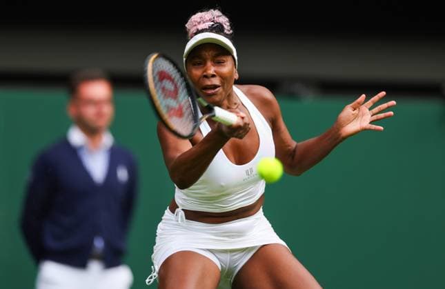 Mandatory Credit: Photo by Ella Ling Shutterstock (13992814cc) Venus Williams in action on Centre Court Wimbledon Tennis Championships, Day 1, The All England Lawn Tennis and Croquet Club, London, UK - 03 Jul 2023 Wimbledon Tennis Championships, Day 1, The All England Lawn Tennis and Croquet Club, London, UK - 03 Jul 2023  Copyright: xEllaxLing Shutterstockx 13992814cc