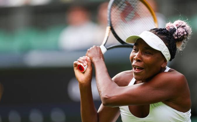 Mandatory Credit: Photo by Ella Ling Shutterstock (13992814ce) Venus Williams in action on Centre Court Wimbledon Tennis Championships, Day 1, The All England Lawn Tennis and Croquet Club, London, UK - 03 Jul 2023 Wimbledon Tennis Championships, Day 1, The All England Lawn Tennis and Croquet Club, London, UK - 03 Jul 2023  Copyright: xEllaxLing Shutterstockx 13992814ce