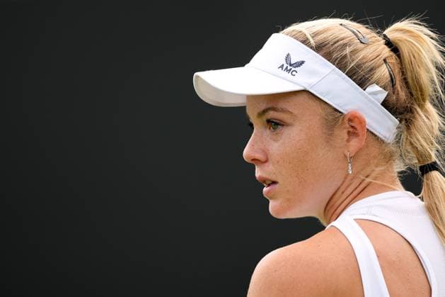 Mandatory Credit: Photo by Dave Shopland Shutterstock (13992815ch) Katie Swan during her first round match Wimbledon Tennis Championships, Day 1, The All England Lawn Tennis and Croquet Club, London, UK - 03 Jul 2023 Wimbledon Tennis Championships, Day 1, The All England Lawn Tennis and Croquet Club, London, UK - 03 Jul 2023  Copyright: xDavexShopland Shutterstockx 13992815ch