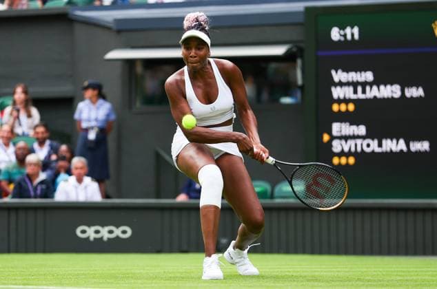 Mandatory Credit: Photo by Ella Ling Shutterstock (13992814di) Venus Williams in action on Centre Court Wimbledon Tennis Championships, Day 1, The All England Lawn Tennis and Croquet Club, London, UK - 03 Jul 2023 Wimbledon Tennis Championships, Day 1, The All England Lawn Tennis and Croquet Club, London, UK - 03 Jul 2023  Copyright: xEllaxLing Shutterstockx 13992814di