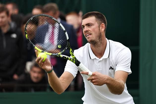 Maximilian Marterer, GER, during first round of 2023 All England Lawn Tennis Championships at Wimbledon, gentlemens singles, London, 03 07 2023