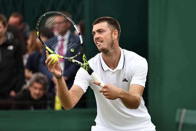 Maximilian Marterer, GER, during first round of 2023 All England Lawn Tennis Championships at Wimbledon, gentlemens singles, London, 03 07 2023