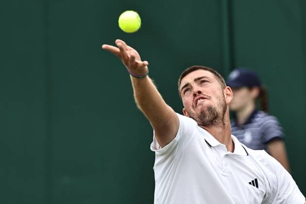 Maximilian Marterer, GER, during first round of 2023 All England Lawn Tennis Championships at Wimbledon, gentlemens singles, London, 03 07 2023