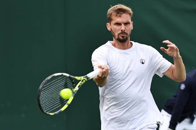 Oscar Otte, GER, during first round of 2023 All England Lawn Tennis Championships at Wimbledon, gentlemens singles, London, 03 07 2023