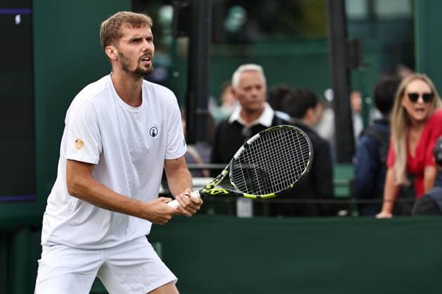 Oscar Otte, GER, during first round of 2023 All England Lawn Tennis Championships at Wimbledon, gentlemens singles, London, 03 07 2023