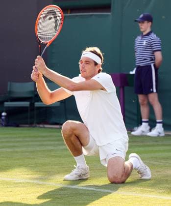 Tennis - 2023 Wimbledon Championships - Week One - Day One - All England Lawn Tennis & Croquet Club, Wimbledon - Monday 3rd July 2023 Yannick Hanfmann (GER) v Taylor Fritz (USA) Taylor Fritz (USA) 