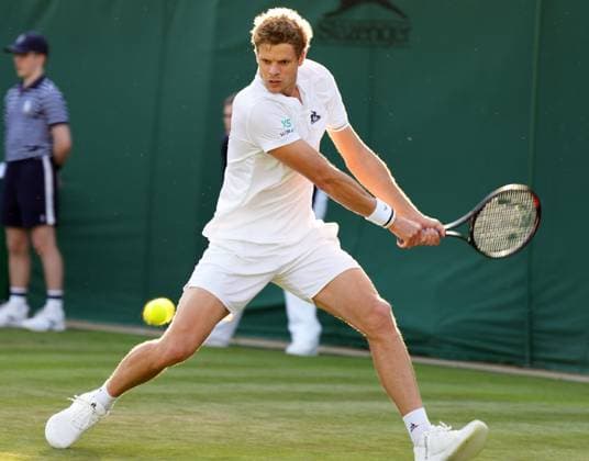 Tennis - 2023 Wimbledon Championships - Week One - Day One - All England Lawn Tennis & Croquet Club, Wimbledon - Monday 3rd July 2023 Yannick Hanfmann (GER) v Taylor Fritz (USA) Yannick Hanfmann (GERMANY) 