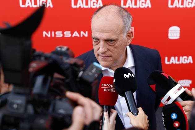 July 3, 2023, MADRID, MADRID, SPAIN: Javier Tebas attends during the presentation of the mark of the new LaLiga EA Sports for the next season 2023 24 celebrated at Netflix studios on July 3, 2023, in Madrid, Spain. MADRID SPAIN - ZUMAa181 20230703_zaa_a181_011 Copyright: xOscarxJ.xBarrosox
