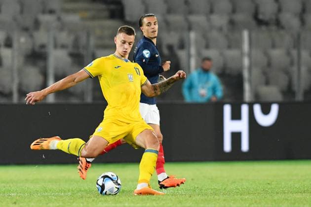 France v Ukraine: Quarter Final - UEFA Under-21 Euro 2023 Volodymyr Brazhko in action during UEFA European Under-21 Championship Qualifying, Quarter Final: France U21, U 21 vs Ukraine U21, disputed on Cluj Arena Stadium, 02 July 2023 Cluj-Napoca Romania  Copyright: xFlaviuxBuboix originalFilename:buboi-notitle230702_npEak.jpg