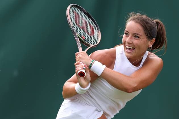 3rd July 2023; All England Lawn Tennis and Croquet Club, London, England: Wimbledon Tennis Tournament; Jodie Burrage during her match with Caty McNally  ActionPlus12526876 ShaunxBrooks