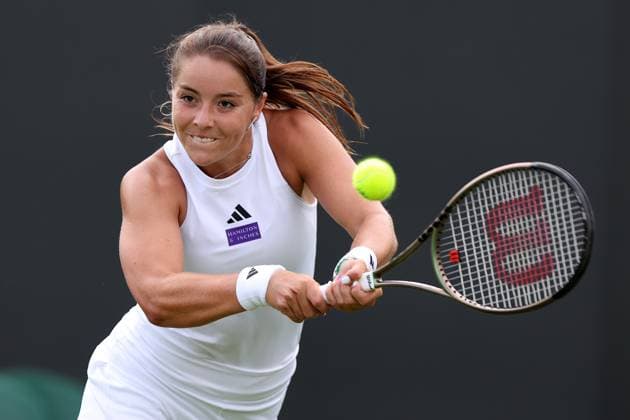 3rd July 2023; All England Lawn Tennis and Croquet Club, London, England: Wimbledon Tennis Tournament; Jodie Burrage during her match with Caty McNally  ActionPlus12526880 ShaunxBrooks