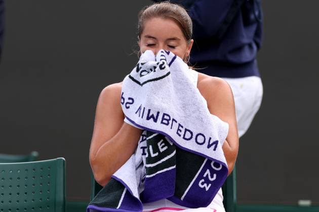 3rd July 2023; All England Lawn Tennis and Croquet Club, London, England: Wimbledon Tennis Tournament; Jodie Burrage during her match with Caty McNally  ActionPlus12526881 ShaunxBrooks