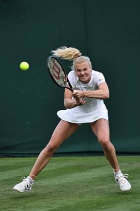 Katerina Siniakova, CZE, during first round of 2023 All England Lawn Tennis Championships at Wimbledon, womens singles, London, 03 07 2023