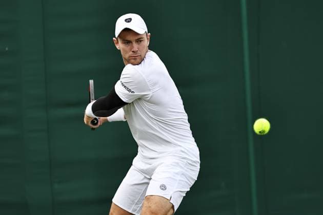 Dominik Köpfer, GER, during first round of 2023 All England Lawn Tennis Championships at Wimbledon, gentlemens singles, London, 03 07 2023