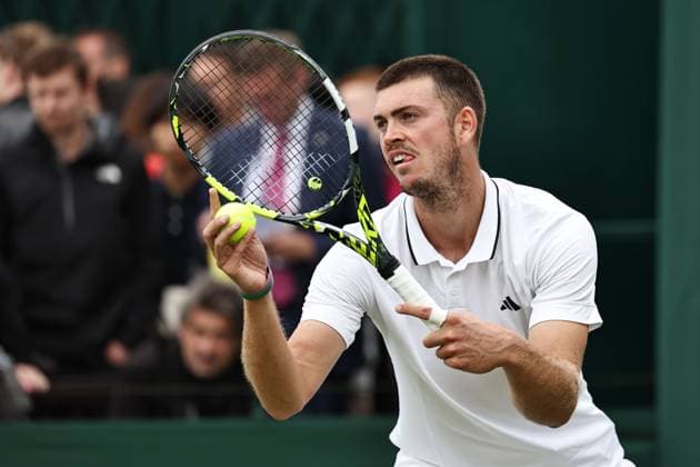 Maximilian Marterer, GER, during first round of 2023 All England Lawn Tennis Championships at Wimbledon, gentlemens singles, London, 03 07 2023