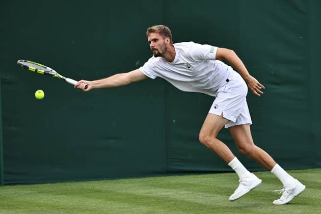Oscar Otte, GER, during first round of 2023 All England Lawn Tennis Championships at Wimbledon, gentlemens singles, London, 03 07 2023