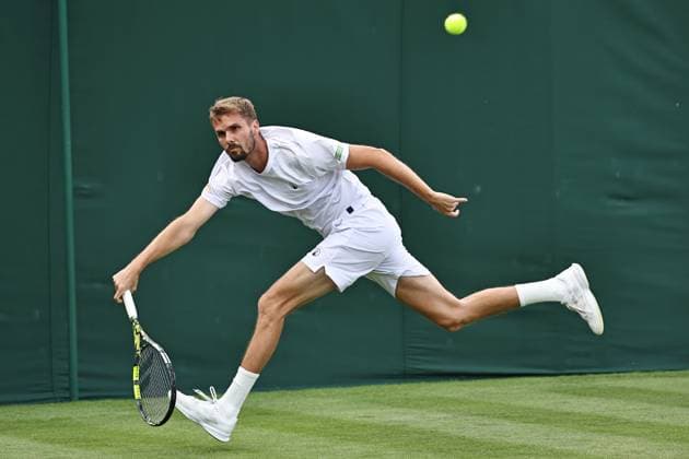 Oscar Otte, GER, during first round of 2023 All England Lawn Tennis Championships at Wimbledon, gentlemens singles, London, 03 07 2023