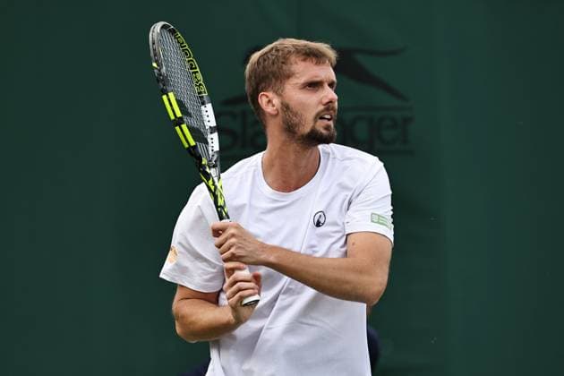 Oscar Otte, GER, during first round of 2023 All England Lawn Tennis Championships at Wimbledon, gentlemens singles, London, 03 07 2023
