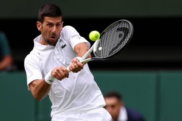 3rd July 2023; All England Lawn Tennis and Croquet Club, London, England: Wimbledon Tennis Tournament; Novak Djokovic during his match with Pedro Cachin in mens singles  ActionPlus12526930 ShaunxBrooks