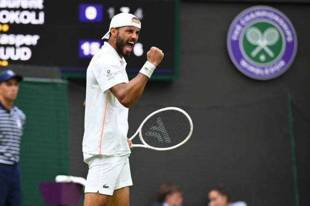 Wimbledom Championships Day 1 Laurent Lokoli (FRA) plays his first round match at the 2023 Wimbledon Championships at the AELTC in London, UK on July 3, 2023. Photo by Corinne Dubreuil ABACAPRESS.COM London United Kingdom  Copyright: xDubreuilxCorinne ABACAx 859389_056 DubreuilxCorinne ABACAx 859389_056