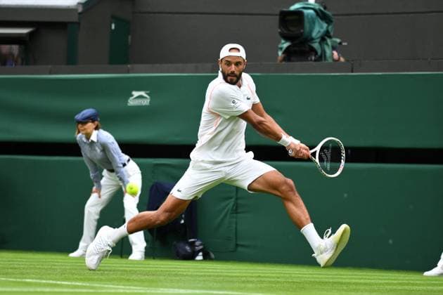 Wimbledom Championships Day 1 Laurent Lokoli (FRA) plays his first round match at the 2023 Wimbledon Championships at the AELTC in London, UK on July 3, 2023. Photo by Corinne Dubreuil ABACAPRESS.COM London United Kingdom  Copyright: xDubreuilxCorinne ABACAx 859389_059 DubreuilxCorinne ABACAx 859389_059
