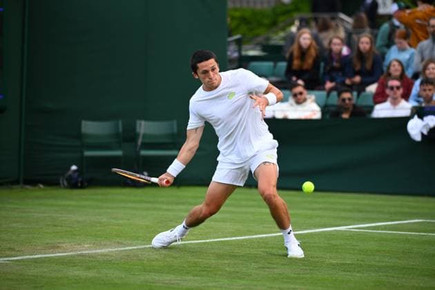 Wimbledom Championships Day 1 Arthur Mayot (FRA) plays his first round match at the 2023 Wimbledon Championships at the AELTC in London, UK on July 3, 2023. Photo by Corinne Dubreuil ABACAPRESS.COM London United Kingdom  Copyright: xDubreuilxCorinne ABACAx 859389_074 DubreuilxCorinne ABACAx 859389_074