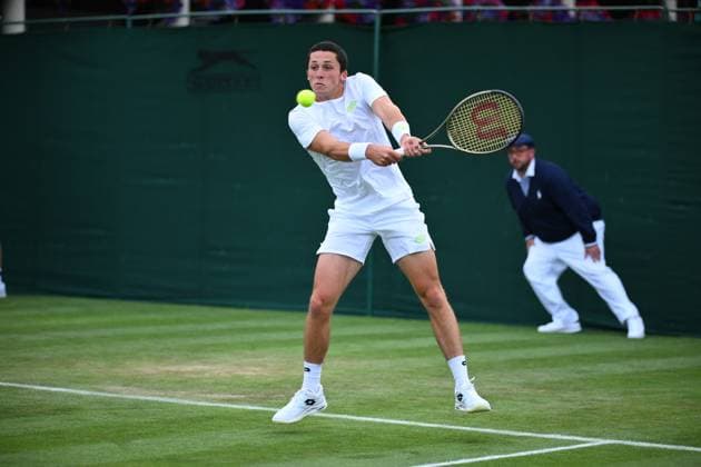 Wimbledom Championships Day 1 Arthur Mayot (FRA) plays his first round match at the 2023 Wimbledon Championships at the AELTC in London, UK on July 3, 2023. Photo by Corinne Dubreuil ABACAPRESS.COM London United Kingdom  Copyright: xDubreuilxCorinne ABACAx 859389_080 DubreuilxCorinne ABACAx 859389_080