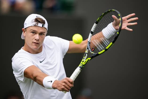 230704 Holger Rune of Denmark competes in a first round singles tennis match on July 4, 2023 in London Photo Jesper Zerman BILDBYRAN COP 234 JZ0390 tennis wimbledon day 2 bbeng  Copyright: JESPERxZERMAN BB230704JZ001