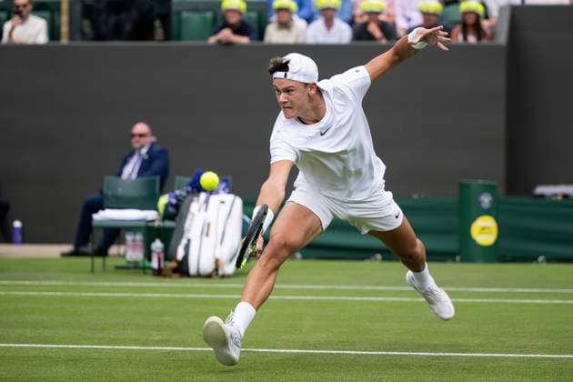230704 Holger Rune of Denmark competes in a first round singles tennis match on July 4, 2023 in London Photo Jesper Zerman BILDBYRAN COP 234 JZ0390 tennis wimbledon day 2 bbeng  Copyright: JESPERxZERMAN BB230704JZ003
