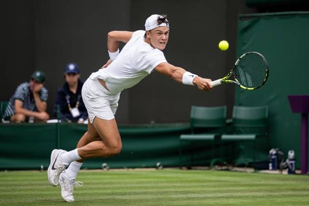 230704 Holger Rune of Denmark competes in a first round singles tennis match on July 4, 2023 in London Photo Jesper Zerman BILDBYRAN COP 234 JZ0390 tennis wimbledon day 2 bbeng  Copyright: JESPERxZERMAN BB230704JZ008
