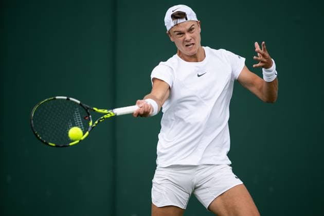 230704 Holger Rune of Denmark competes in a first round singles tennis match on July 4, 2023 in London Photo Jesper Zerman BILDBYRAN COP 234 JZ0390 tennis wimbledon day 2 bbeng  Copyright: JESPERxZERMAN BB230704JZ018