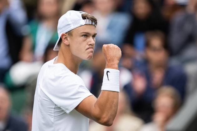 230704 Holger Rune of Denmark competes in a first round singles tennis match on July 4, 2023 in London Photo Jesper Zerman BILDBYRAN COP 234 JZ0390 tennis wimbledon day 2 bbeng jubel  Copyright: JESPERxZERMAN BB230704JZ023