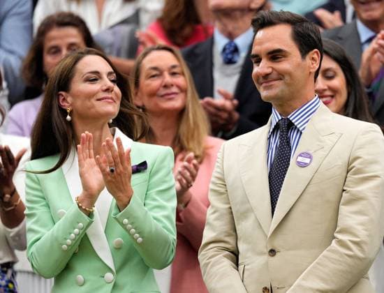 Mandatory Credit: Photo by Dave Shopland Shutterstock (13995876m) Catherine Princess of Wales and Roger Federer in the Royal Box Wimbledon Tennis Championships, Day 2, The All England Lawn Tennis and Croquet Club, London, UK - 04 Jul 2023 Wimbledon Tennis Championships, Day 2, The All England Lawn Tennis and Croquet Club, London, UK - 04 Jul 2023  Copyright: xDavexShopland Shutterstockx 13995876m