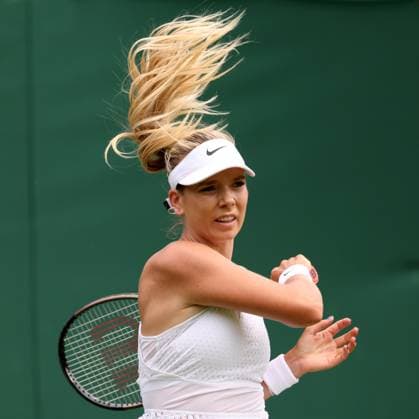 4th July 2023; All England Lawn Tennis and Croquet Club, London, England: Wimbledon Tennis Tournament; Katie Boulter plays a forehand shot to Daria Saville  ActionPlus12526962 ShaunxBrooks