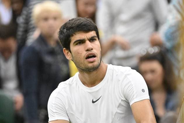 Tennis : Wimbledon 2023 - Angleterre - Carlos Alcaraz - Espagne Tennis : Wimbledon 2023 - Angleterre- 04 07 23 ChrysleneCaillaud Panoramic  