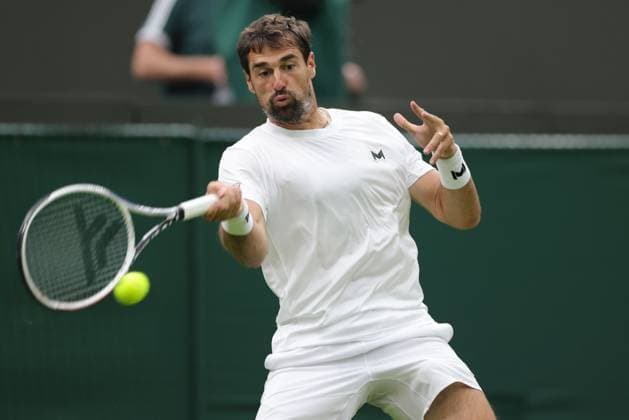 Jeremy Chardy, FRA, during first round of 2023 All England Lawn Tennis Championships at Wimbledon, gentlemens singles, London, 04 07 2023
