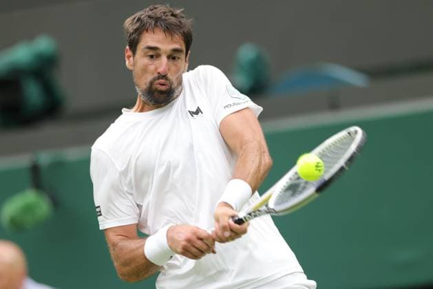 Jeremy Chardy, FRA, during first round of 2023 All England Lawn Tennis Championships at Wimbledon, gentlemens singles, London, 04 07 2023