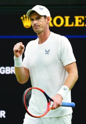 Mandatory Credit: Photo by Javier Garcia Shutterstock (13995877kv) Andy Murray celebrates victory in his first round match Wimbledon Tennis Championships, Day 2, The All England Lawn Tennis and Croquet Club, London, UK - 04 Jul 2023 Wimbledon Tennis Championships, Day 2, The All England Lawn Tennis and Croquet Club, London, UK - 04 Jul 2023  Copyright: xJavierxGarcia Shutterstockx 13995877kv