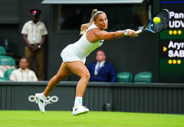 Mandatory Credit: Photo by Javier Garcia Shutterstock (13995877mb) Panna Udvardy during her first round match. Female players are allowed to wear coloured undershorts for the first time Wimbledon Tennis Championships, Day 2, The All England Lawn Tennis and Croquet Club, London, UK - 04 Jul 2023 Wimbledon Tennis Championships, Day 2, The All England Lawn Tennis and Croquet Club, London, UK - 04 Jul 2023  Copyright: xJavierxGarcia Shutterstockx 13995877mb