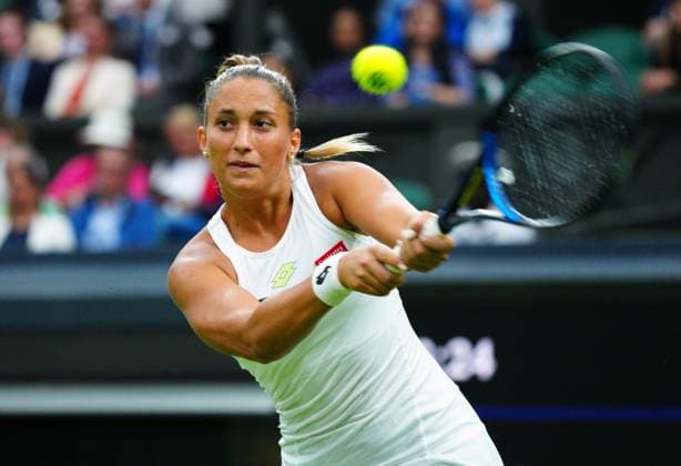 Mandatory Credit: Photo by Javier Garcia Shutterstock (13995877md) Panna Udvardy during her first round match Wimbledon Tennis Championships, Day 2, The All England Lawn Tennis and Croquet Club, London, UK - 04 Jul 2023 Wimbledon Tennis Championships, Day 2, The All England Lawn Tennis and Croquet Club, London, UK - 04 Jul 2023  Copyright: xJavierxGarcia Shutterstockx 13995877md